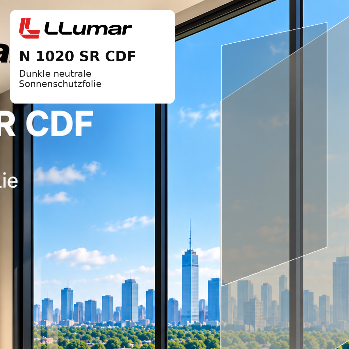 LLumar N 1020 SR CDF – dunkle neutrale Sonnenschutzfolie für Fenster